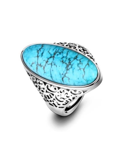 Bague ovale turquoise en argent