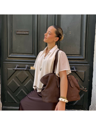 Sac cabas ETRIER cavalier Nubuck chocolat