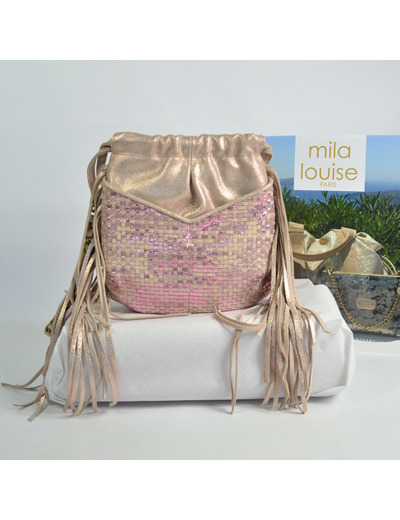 Mila Louise Nora W Sac Bourse Cuir Tressé Rosée