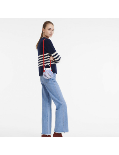 Longchamp Le Pliage Filet tricolore Sac Porté Travers XS Ciel