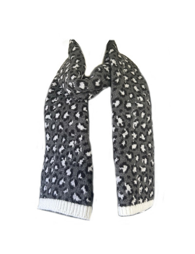 Fonem Touche Léopard Echarpe Chaude Aux Motifs Léopards Anthracite