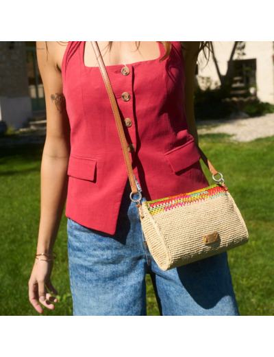 L'Atelier Du Crochet Pocoa Sac trotteur Raphia Multicolore Vif