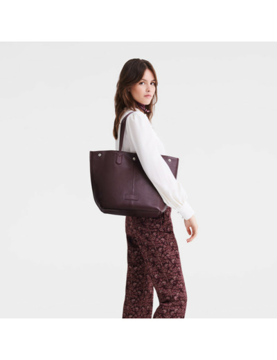 Longchamp Essential Cuir Sac Shopping L Aubergine