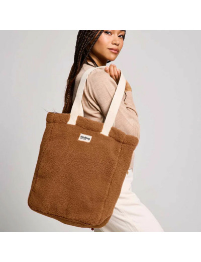 Hindbag Paul Tote Bag et Cabas Fausse Fourrure Teddy Brun