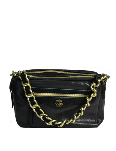 Mila Louise Masa LX1 Sac Trotteur Toile et Cuir Noir