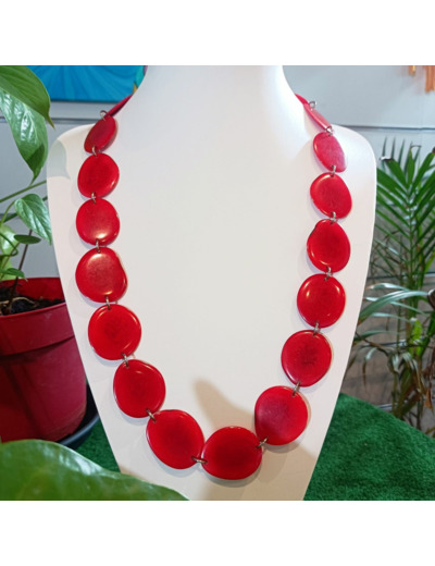 Collier Shakira rouge en ivoire végétal