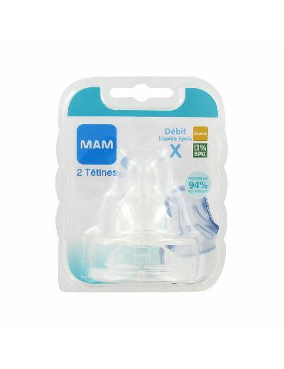 Tetines Ultra Douces Silicone Debit X Liquide Epais X2 6 Mois Et Plus Mam