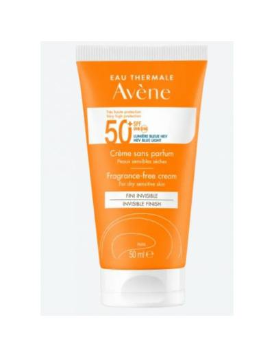 Crème SPF50+ Sans Parfum 50ml Solaire Peaux sensibles sèches Avène