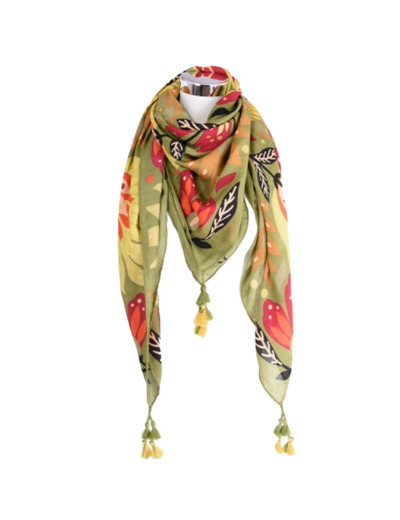 Atoll Palme Foulard A Fleurs Vert