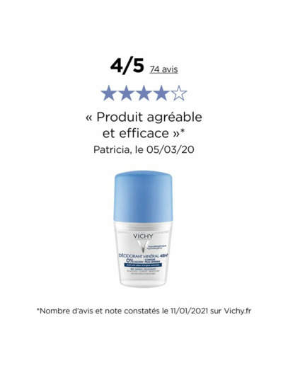 Deodorant 48h 50ml Minéral Roll-on Peaux Sensibles Vichy