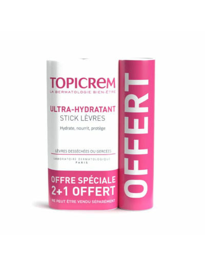 Stick lèvres Ultra-Hydratant 2+1 Offert Desséchées ou Gercées Topicrem