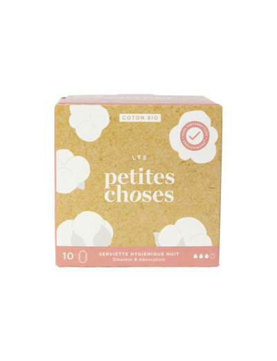 Serviettes Hygiéniques Nuit Coton Bio Boîte de 10 Les Petites Choses