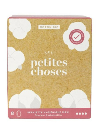 Serviettes Hygiéniques Extra Long Coton Bio Boîte de 8 Les Petites Choses