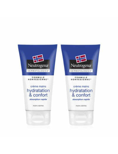 Creme Mains Hydratation Et Confort Absorption Rapide 2x75ml Neutrogena