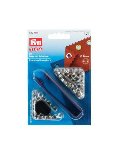 Œillets avec rondelles 4 mm - Argent