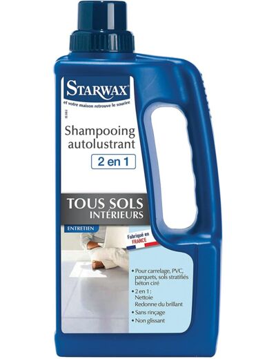 STARWAX Shampooing Autolustrant pour Sols Intérieurs - 1L - Idéal pour Nettoyer et Raviver la Brillance des Sols Intérieurs