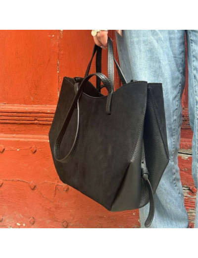 Sac shopping noir nubuck