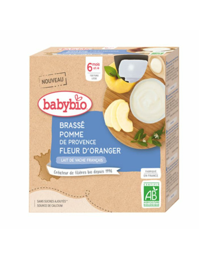 Brassé Pommes et Fleur d'Oranger 4x85g Dès 6 mois Babybio