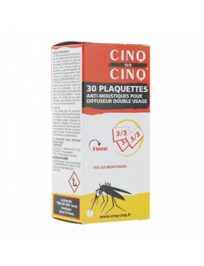 Plaquettes Anti-moustiques Pour Diffuseur Double Usage X30 Cinq Sur Cinq