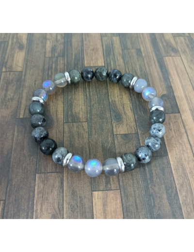 Bracelet labradorite claire/labradorite anthracite