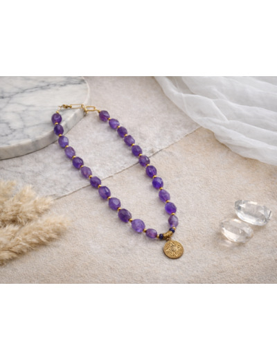 COLLIER AMÉTHYSTE FACETTÉE OLIVE