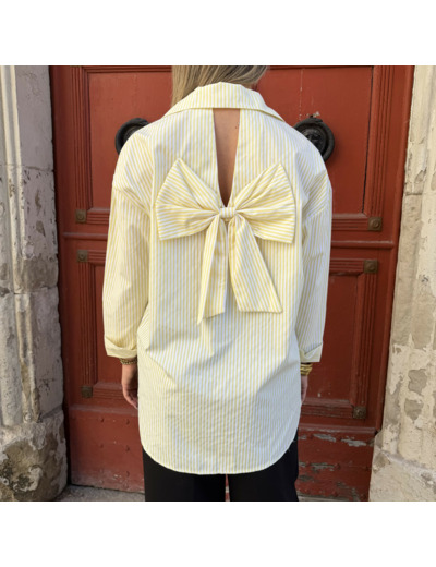 Blouse a rayures avec noeud dans le dos jaune