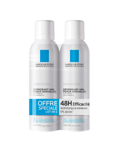 Spray 48h 2x150ml Déodorants Physiologiques Peaux sensibles La Roche-Posay