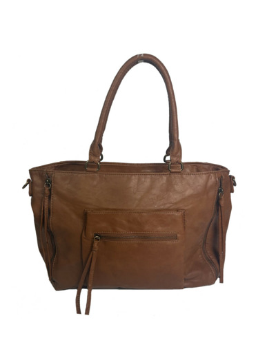 Farfouillette Sac Shopping Zippé Camel