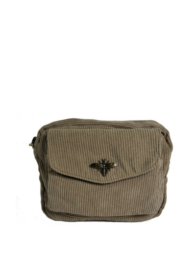 Farfouillette Sac Porté Travers En Velours Taupe