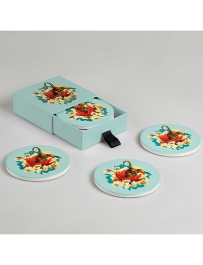 Set de 4 dessous de verre - Tiger Flowers