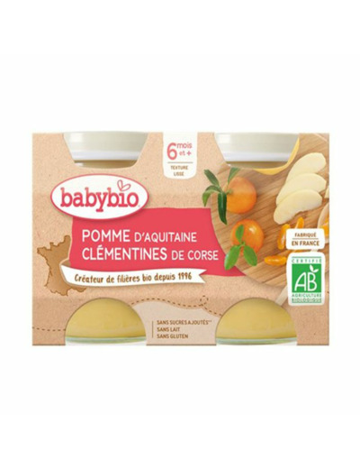 BABYBIO POT POMME/CLEMENTINE 6M 2X130G