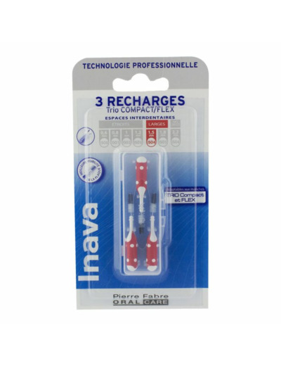 Recharges Brossettes Interdentaires 1.5mm Rouge X3 Inava