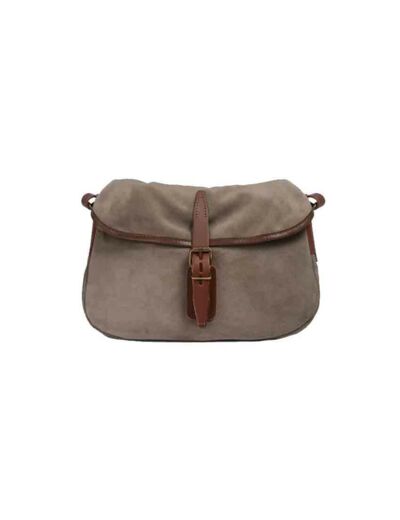 Bleu de Chauffe Sac Musette XS Cuir Velours Amande