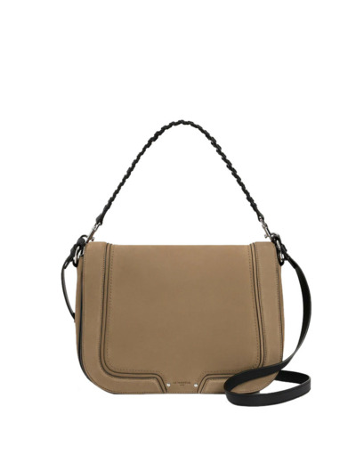 Le Tanneur Ella Grand Sac Bandoulière En Cuir Lisse Et Nubuck Ecorce