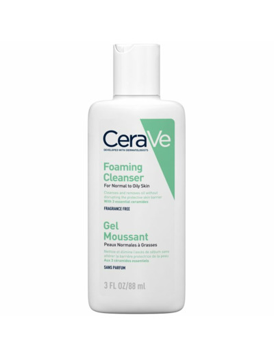 Gel Moussant Peaux Normales A Grasses 88ml Cleanse Visage Cerave