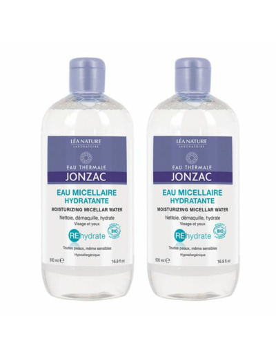 Eau Micellaire Hydratante Bio Rehydrate 2x500ml Eau thermale Jonzac