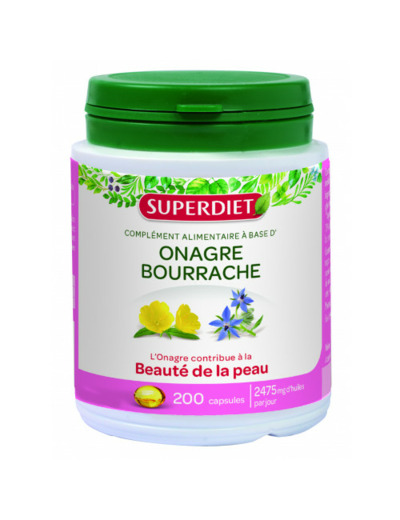 Huile De Bourrache Et Onagre 200 Capsules Superdiet