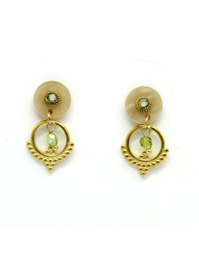 Boucles d'oreilles résine et perle facettée – Salvia
