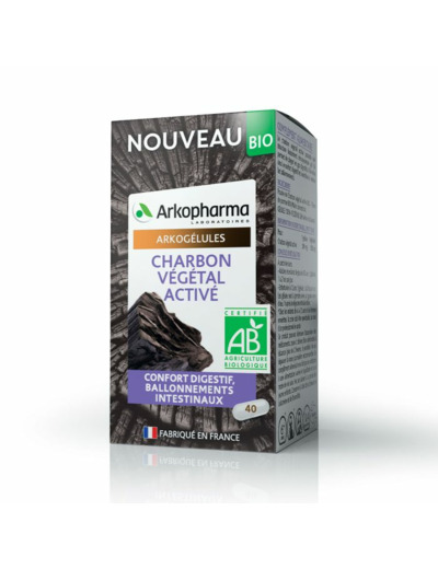 Charbon végétal Bio 40 gélules Arkogélules Arkopharma