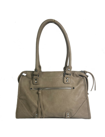 Farfouillette Sac Shopping Aux Détails Métalliques Taupe