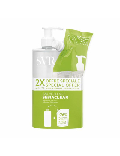 Eau Micellaire 400ml + Recharge 400ml Sebiaclear Peaux Grasses Svr