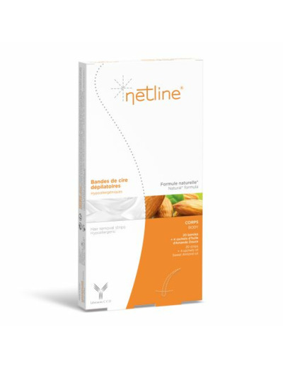 20 Bandes De Cire Depilatoire Corps + 4 Sachets D'huile D'amande Douce Netline