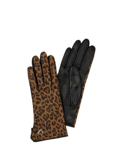 Lancaster Gants Femme En Cuir Tactiles Taille 7 Noir Léopard