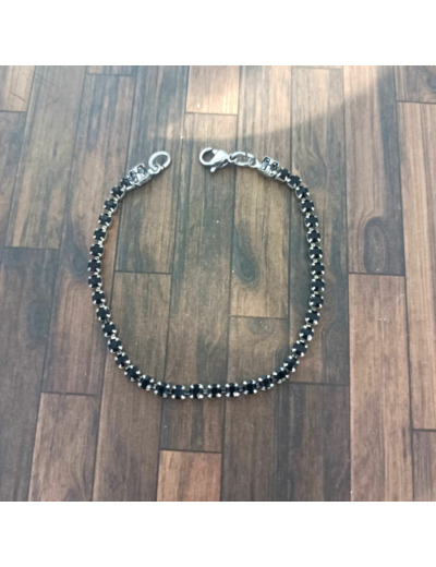 Bracelet strass argenté-noir