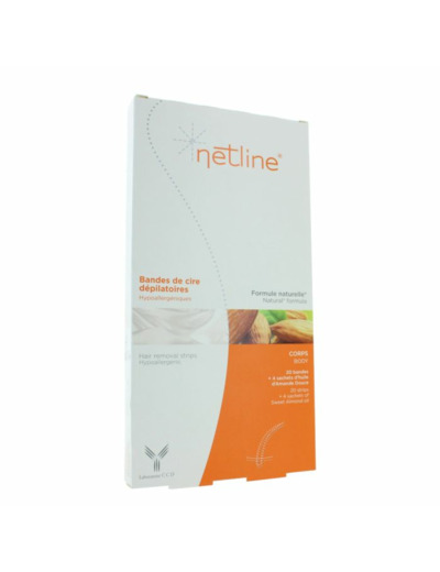 20 Bandes De Cire Depilatoire Corps + 4 Sachets D'huile D'amande Douce Netline