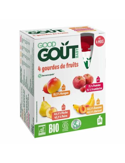 Gourdes de fruits Bio 4x120g Dès 4 mois Good Gout
