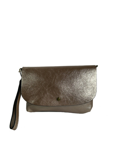 Farfouillette Pochette Organisée En Similicuir Brillant Taupe