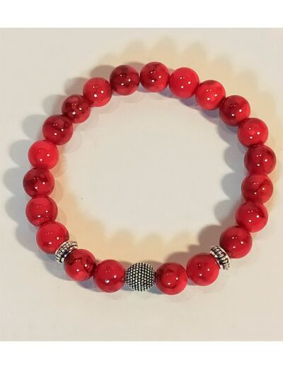 Bracelet jade rouge effet marbré