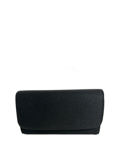 Farfouillette Pochette De Mariage A Rabat Brillante Et Rigide Noir
