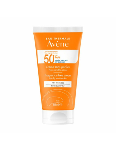 Crème SPF50+ Sans Parfum 50ml Solaire Peaux sensibles sèches Avène